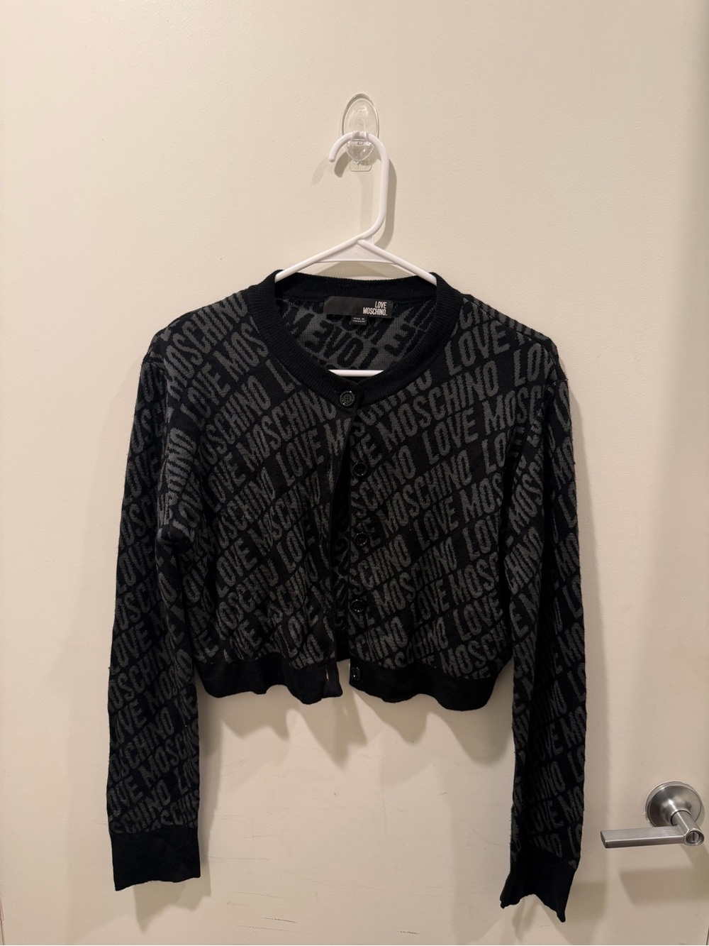Love Moschino Black Logo Cropped Cardigan Jacket